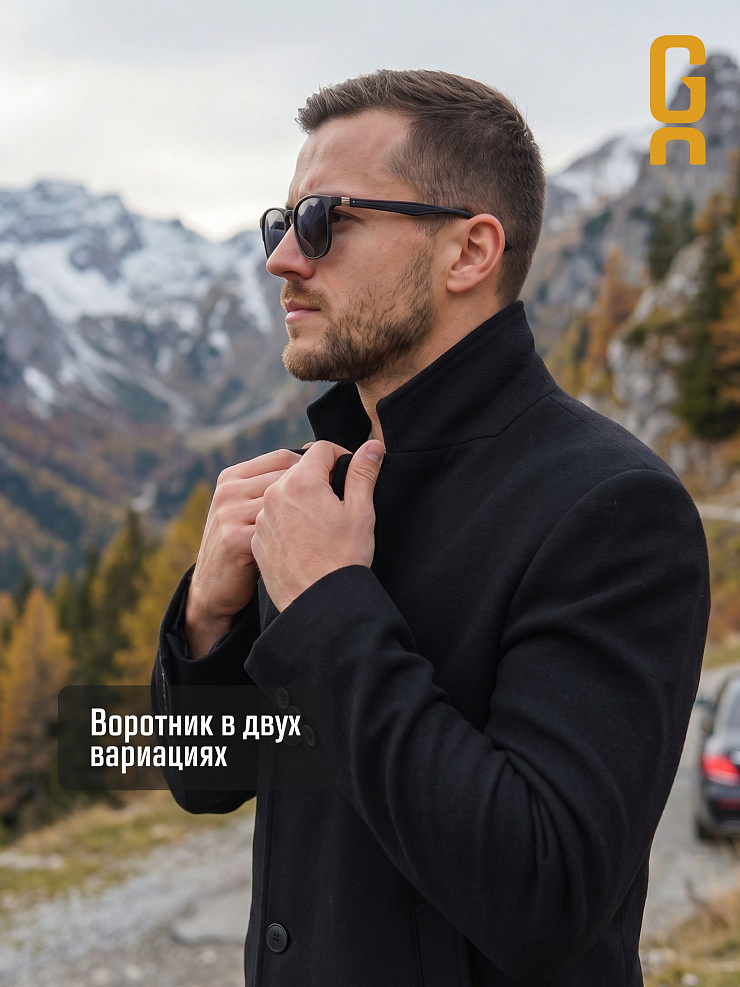 Пальто мужское осеннее GRIZMAN, черное, модель 74579