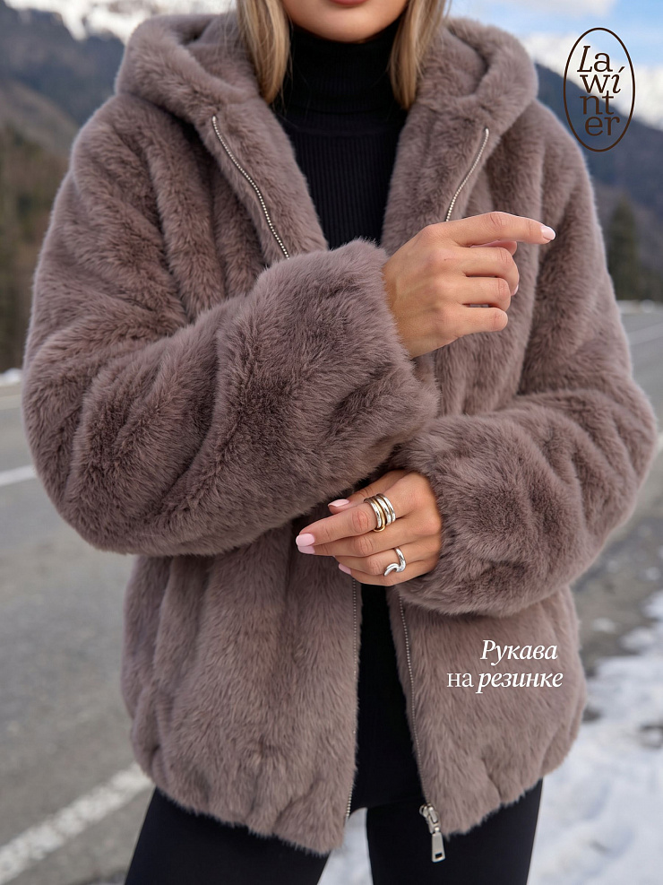 Шуба женская зимняя LAWINTER, темно-серая, модель 54832