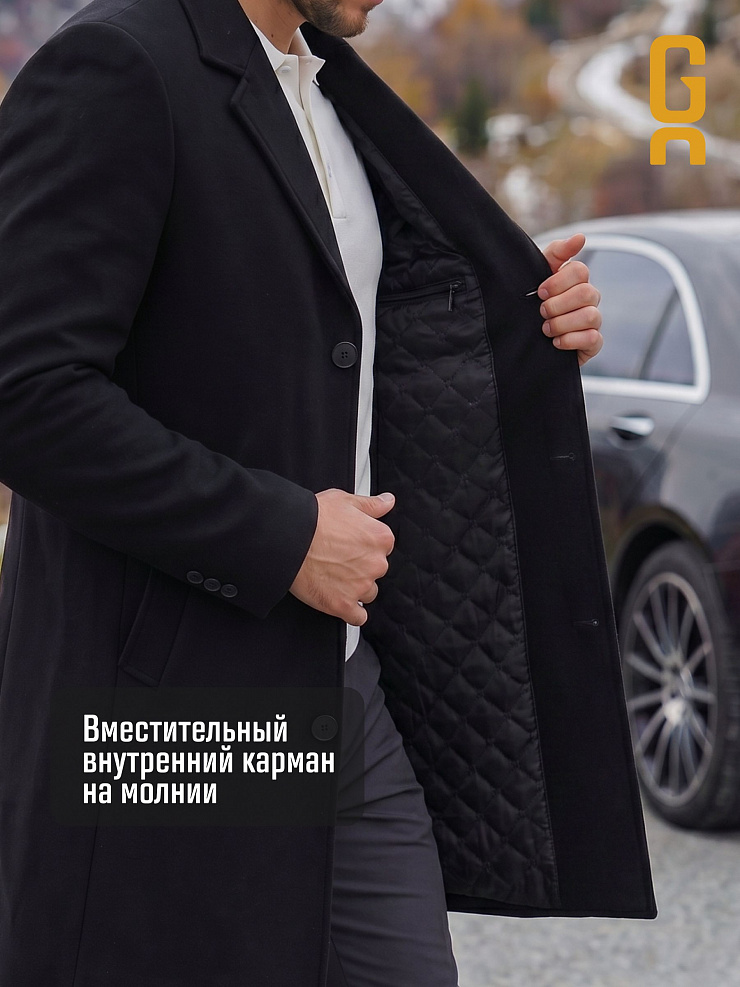 Пальто мужское осеннее GRIZMAN, черное, модель 74579