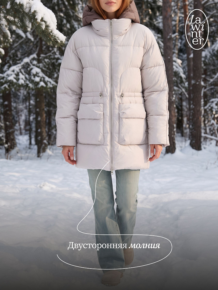 Куртка женская зимняя LAWINTER, светло-серая, модель 86675