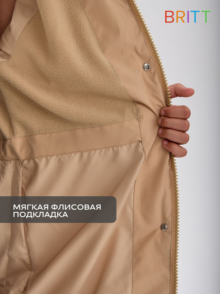Пуховик для девочки зимний BRITT, песок, модель 65189