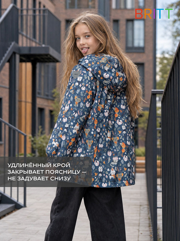 Куртка для девочки демисезонная BRITT, графит, модель 64412