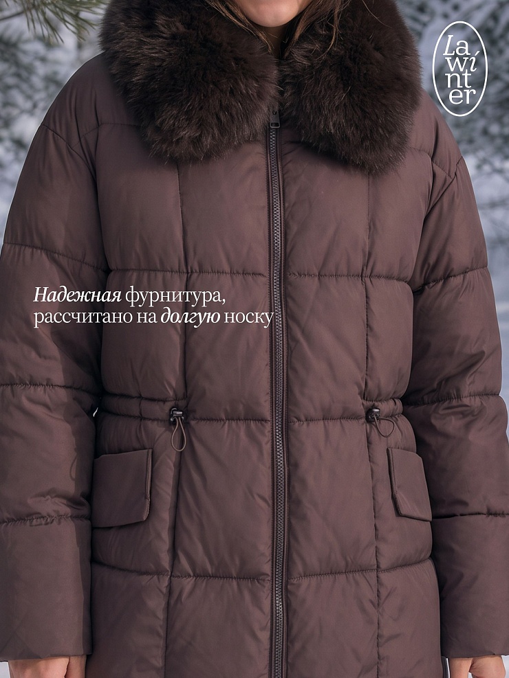 Куртка женская зимняя LAWINTER, коричневая, модель 86385