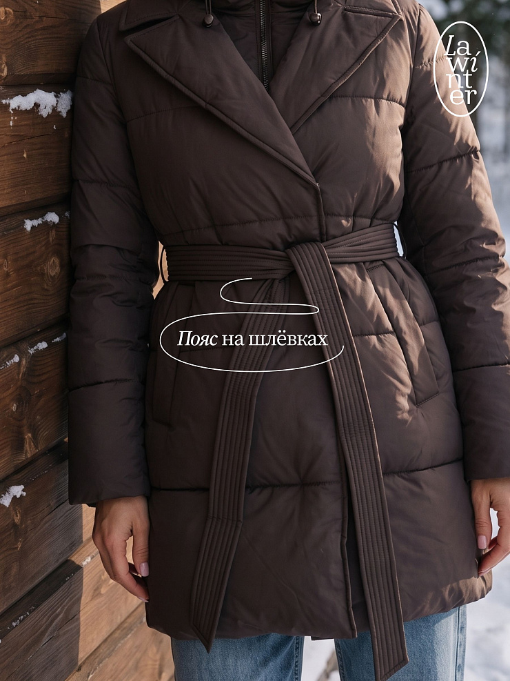Куртка женская зимняя LAWINTER, коричневая, модель 86838