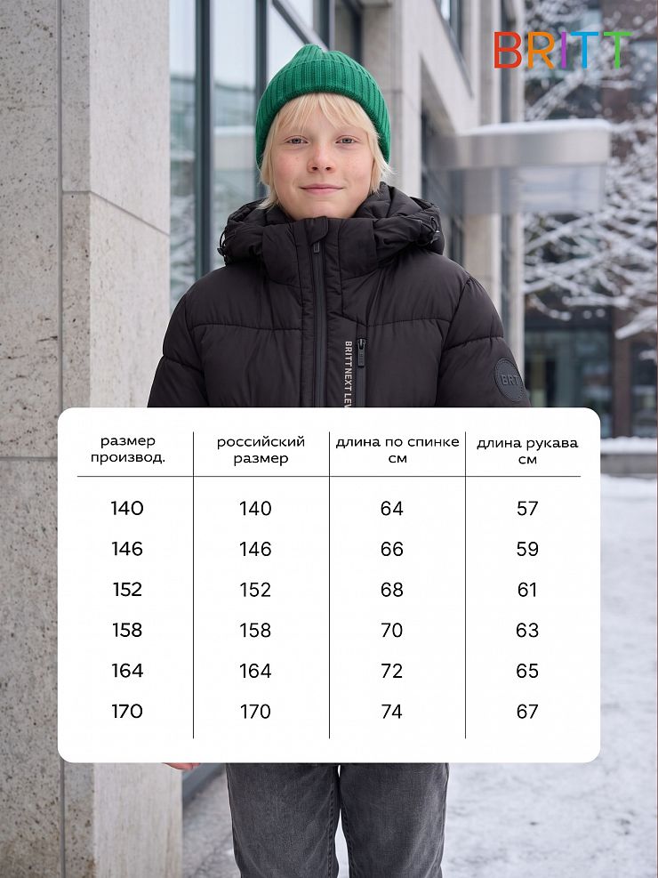 Куртка для мальчика зимняя BRITT, черная, модель 6656
