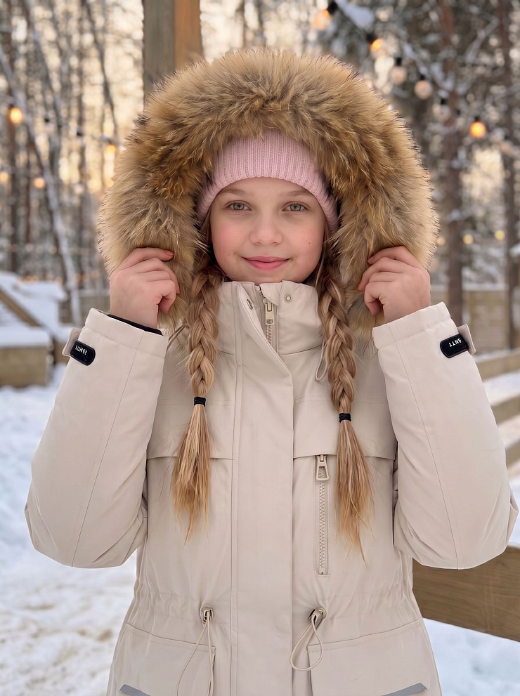 Куртка для девочки зимняя BRITT, светло-серая, модель 65618