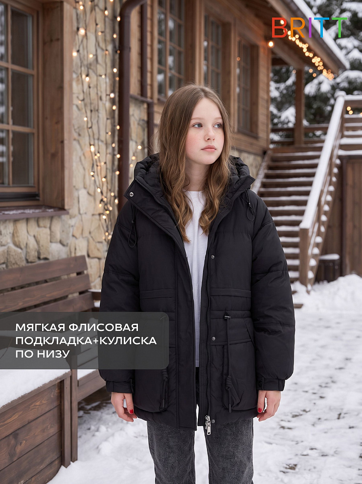 Куртка для девочки зимняя BRITT, черная, модель 66683