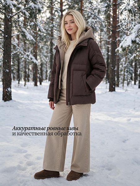 Куртка женская зимняя LAWINTER, коричневая, модель 86538