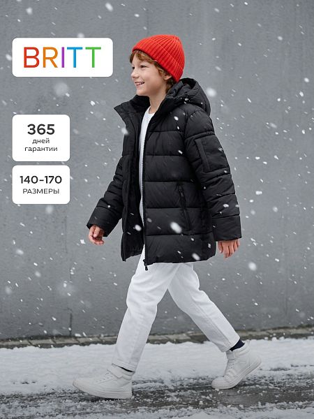 Куртка для мальчика зимняя BRITT, черная, модель 66121
