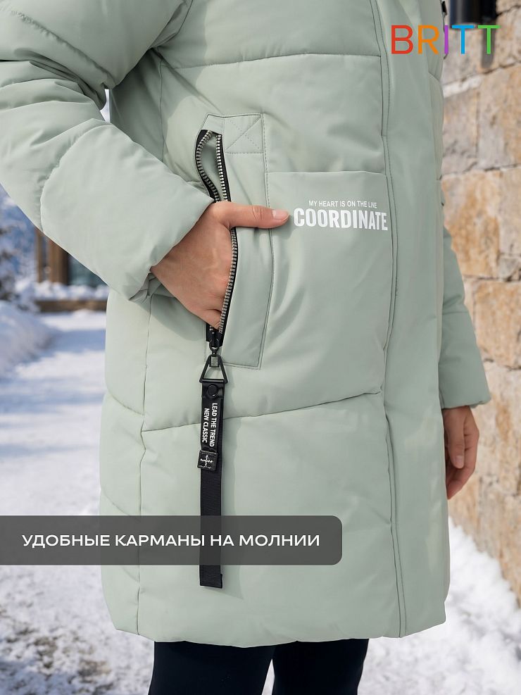Куртка для девочки зимняя BRITT, мята, модель 63832