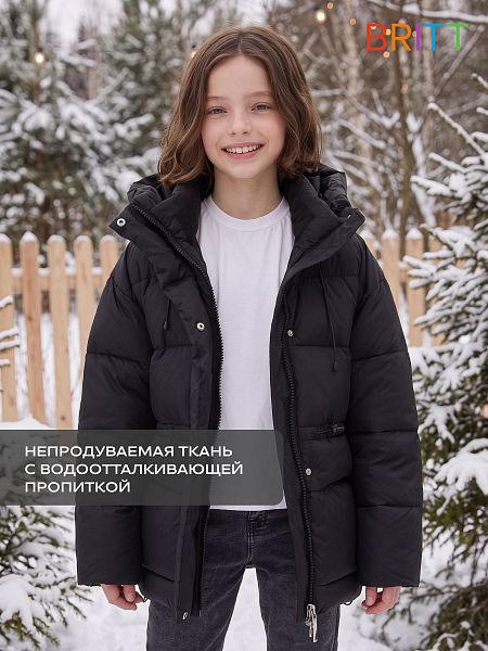 Куртка для девочки зимняя BRITT, черная, модель 66782