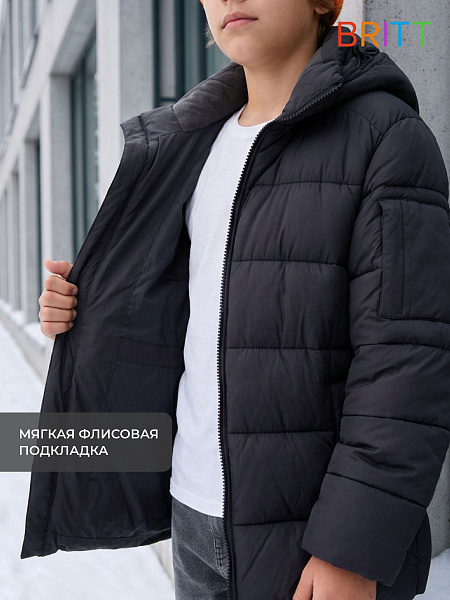 Куртка для мальчика зимняя BRITT, графит, модель 66121