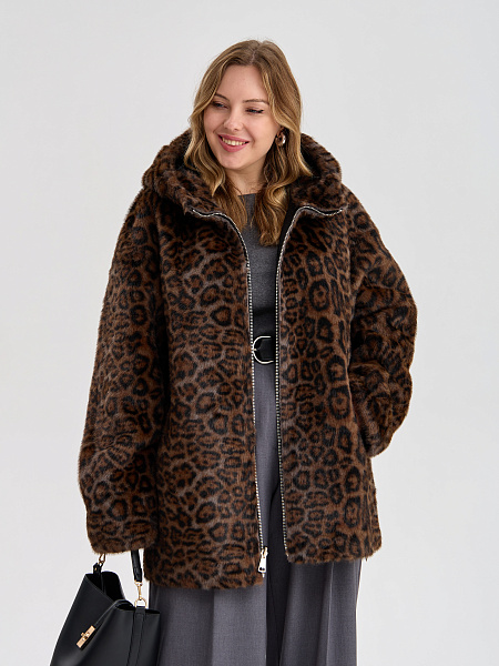 Дубленка LAWINTER  модель 35622, цвет Черный леопард