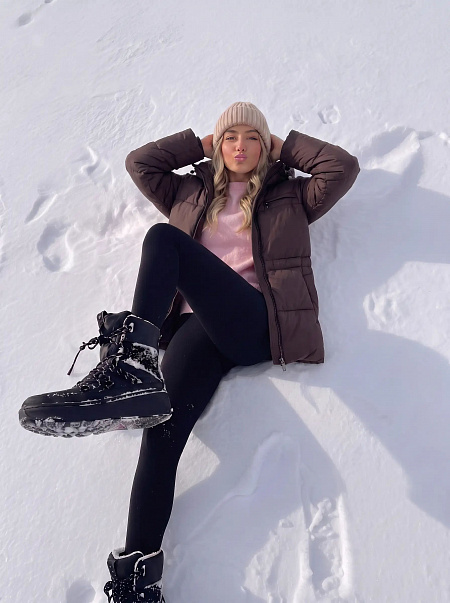 Куртка женская зимняя LAWINTER, коричневая, модель 8696