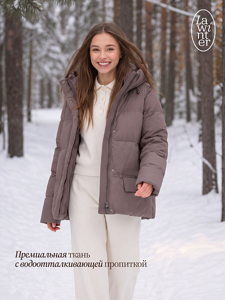 Куртка женская зимняя LAWINTER, коричневая, модель 85221