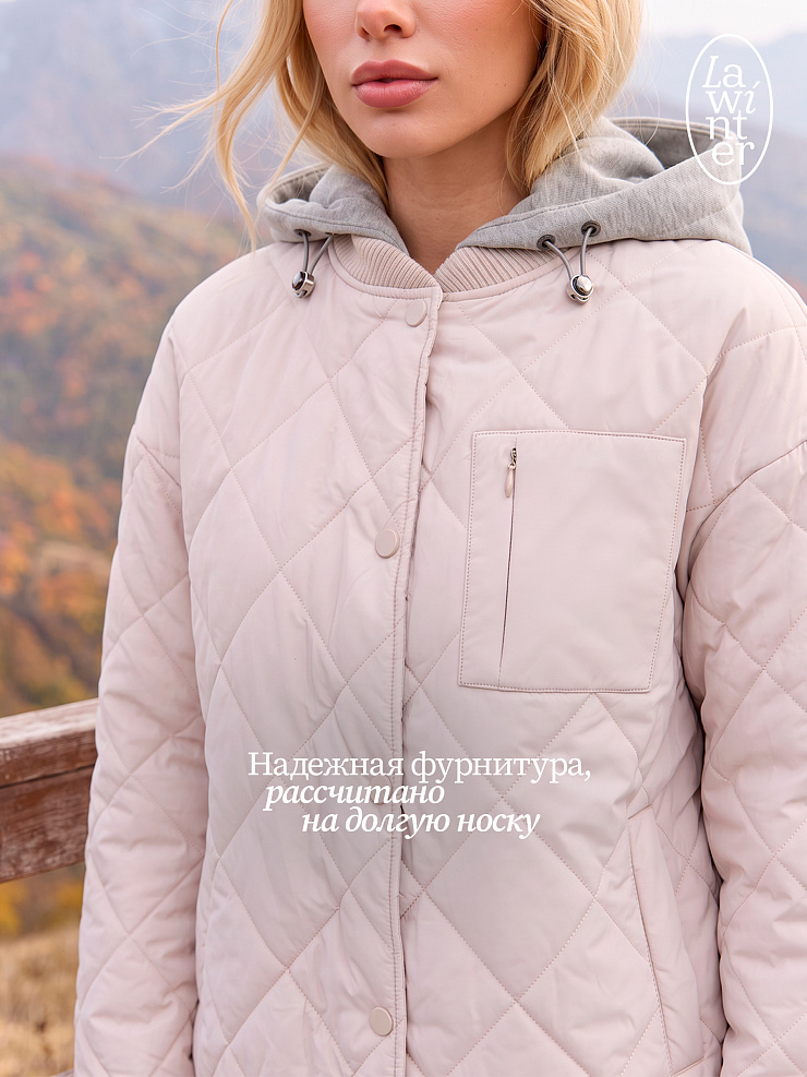 Бомбер женский демисезонный LAWINTER, светло-бежевый, модель 83635
