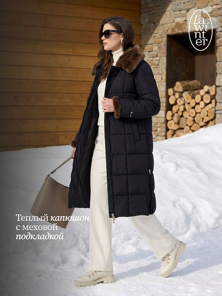 Пуховик женский зимний LAWINTER, черный, модель 85471