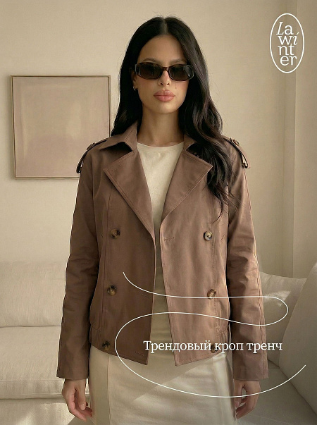 Плащ женский осенний LAWINTER, темно-серый, модель 85415