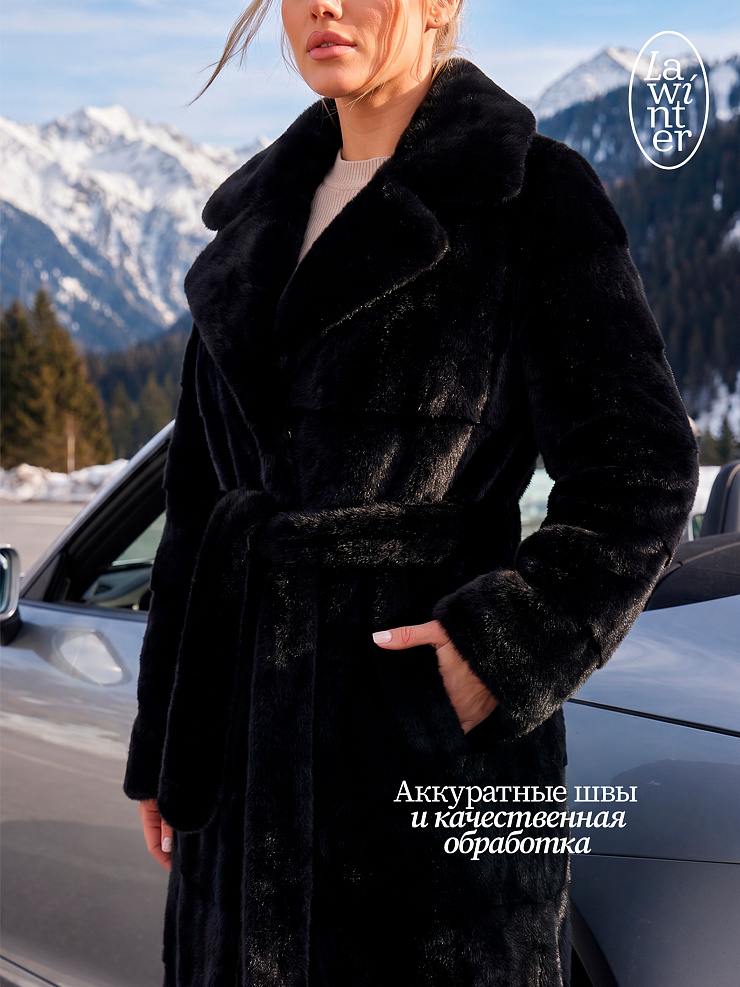 Шуба женская зимняя LAWINTER, черная, модель 53591