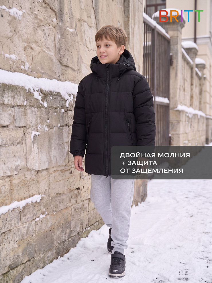 Куртка для мальчика зимняя BRITT, черная, модель 66473