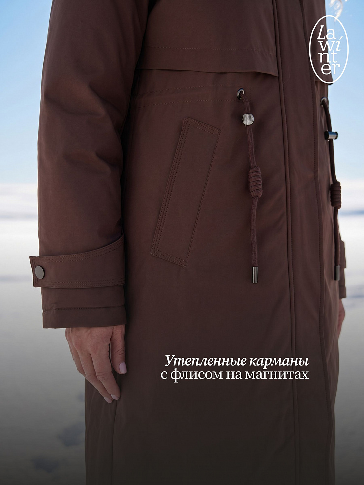 Парка женская зимняя LAWINTER, коричневая, модель 83726