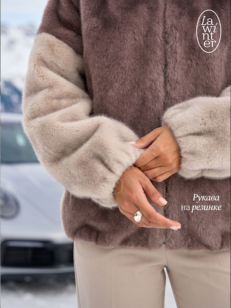 Шуба женская зимняя LAWINTER, серая, модель 54832