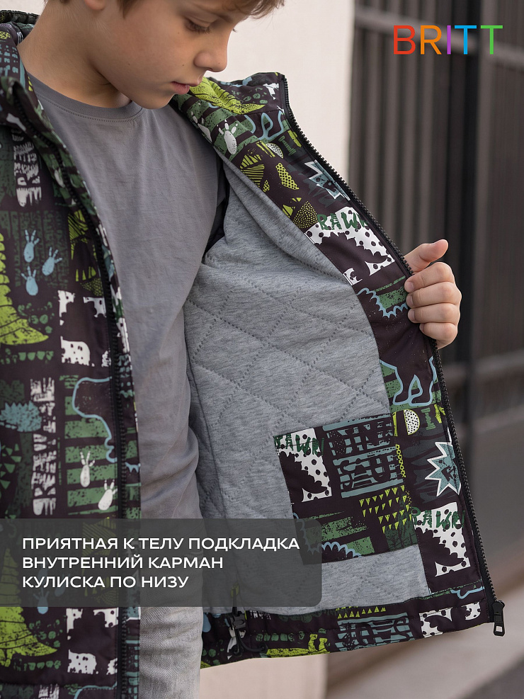 Куртка для мальчика демисезонная BRITT, зеленая, модель 65718