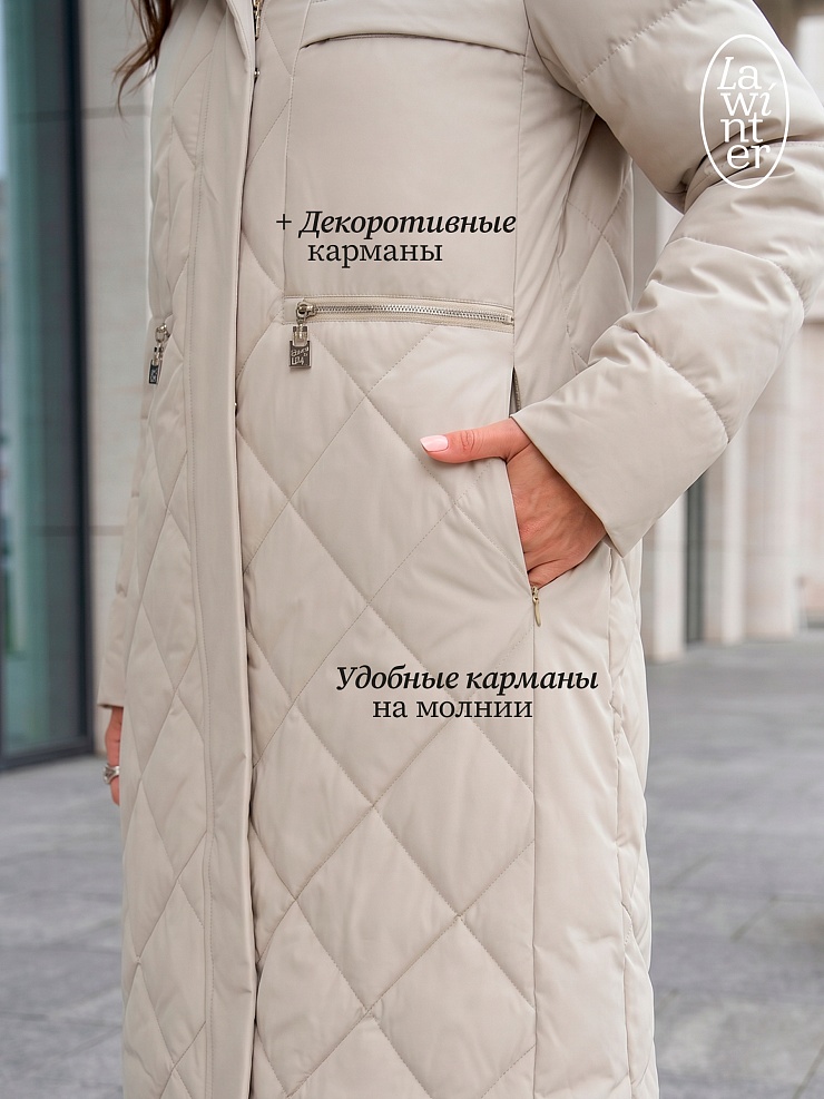 Пальто женское демисезонное LAWINTER, олива, модель 83462