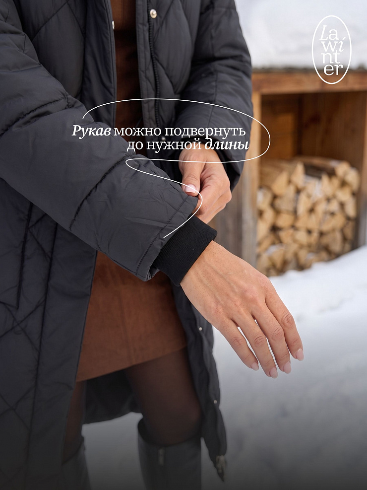 Пуховик женский зимний LAWINTER, черный, модель 84944