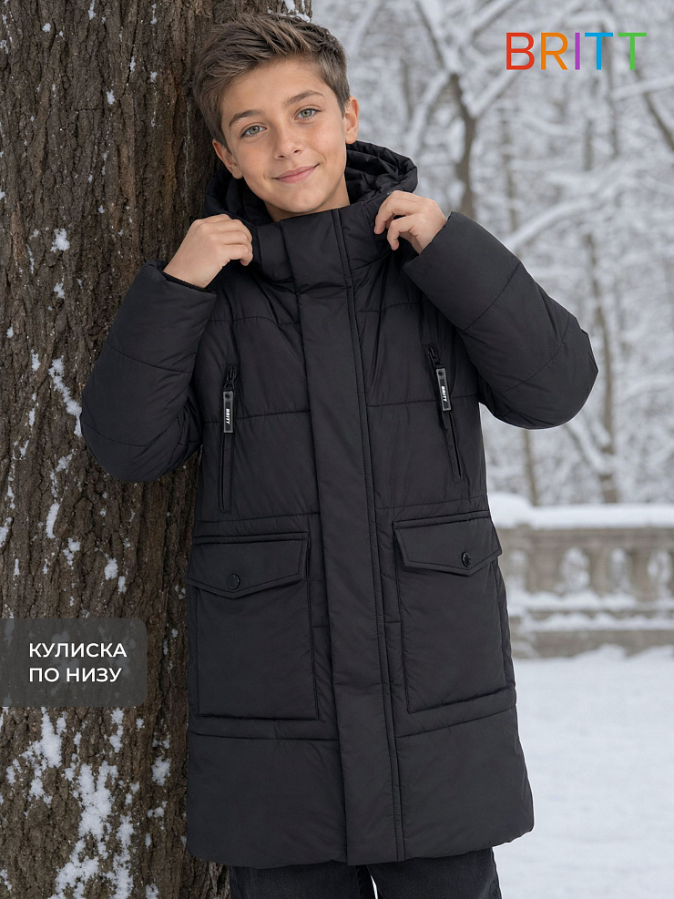 Куртка для мальчика зимняя BRITT, черная, модель 65641