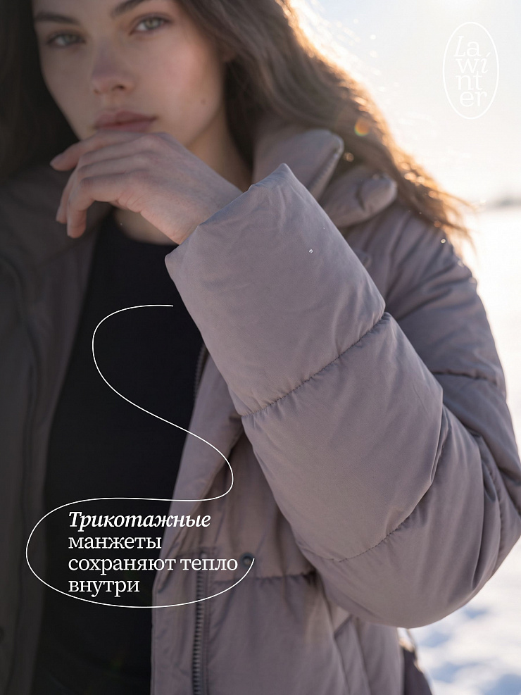 Пуховик женский зимний LAWINTER, темно-серый, модель 83451