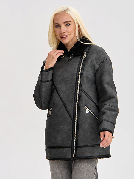 Дубленка LAWINTER  модель 35766, цвет Темно-серый