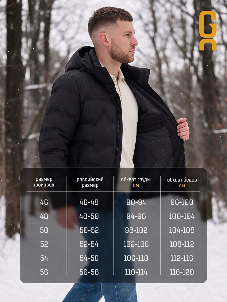 Куртка мужская зимняя GRIZMAN, черная, модель 7641