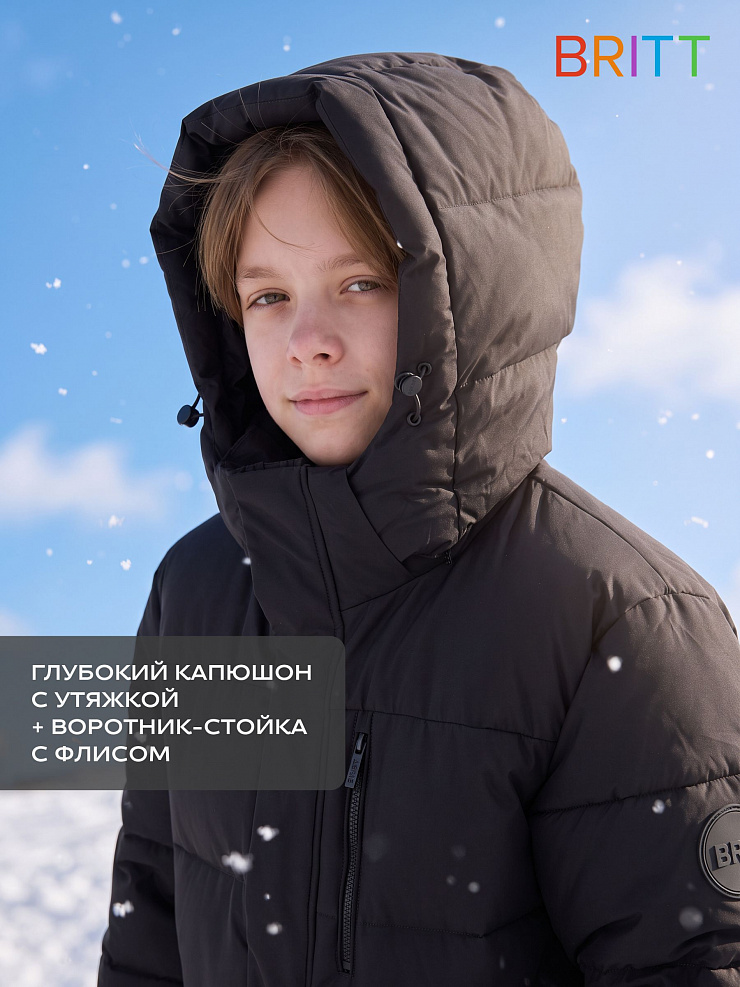 Куртка для мальчика зимняя BRITT, черная, модель 66597