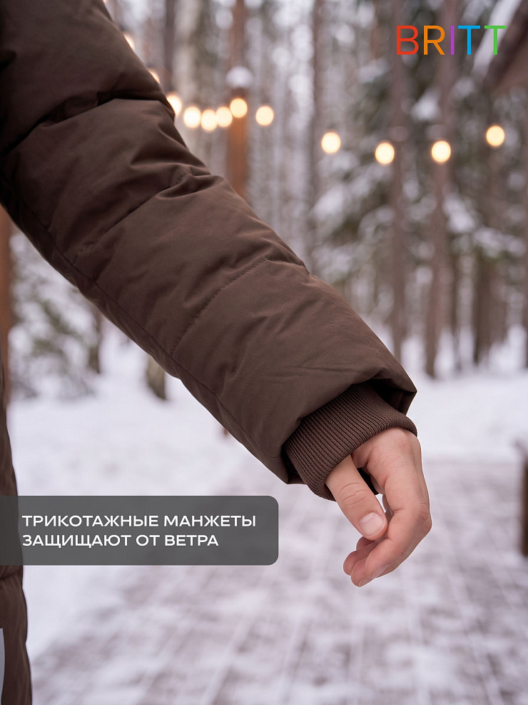 Куртка для девочки зимняя BRITT, коричневая, модель 63832