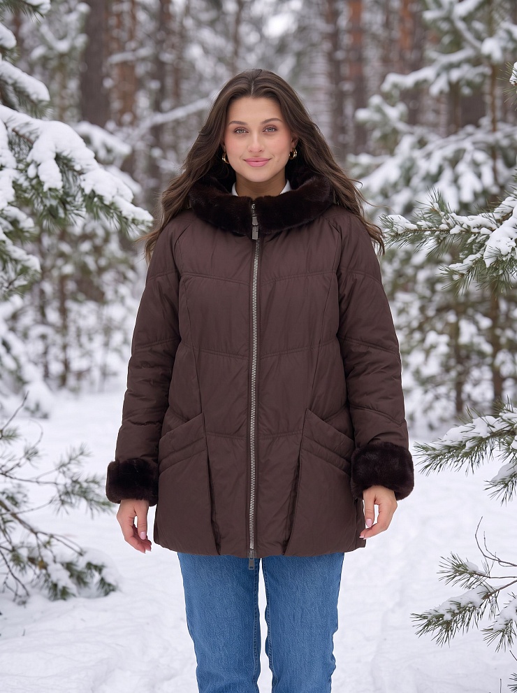 Куртка женская зимняя LAWINTER, коричневая, модель 86170