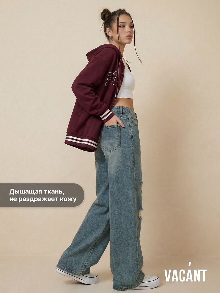 Джинсы для девочки осенние VACANT, синие, модель 104406