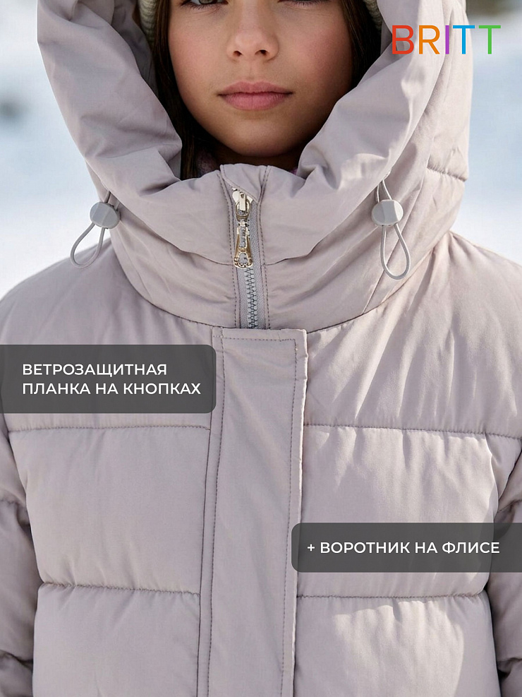 Куртка для девочки зимняя BRITT, серая, модель 65640