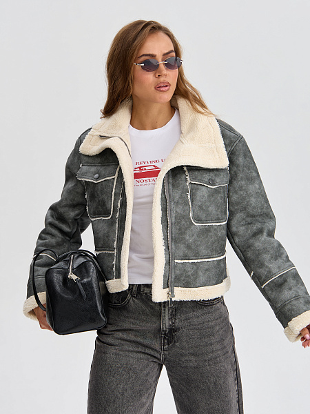 Дубленка VACANT  модель 35720, цвет Серый