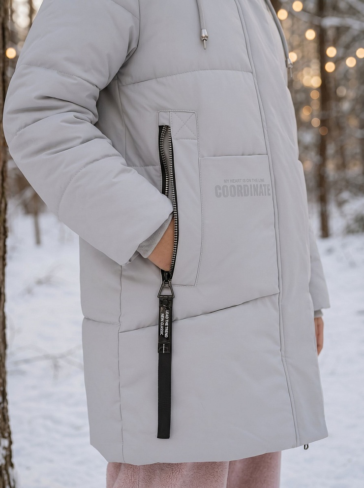 Куртка для девочки зимняя BRITT, серо-голубая, модель 63832