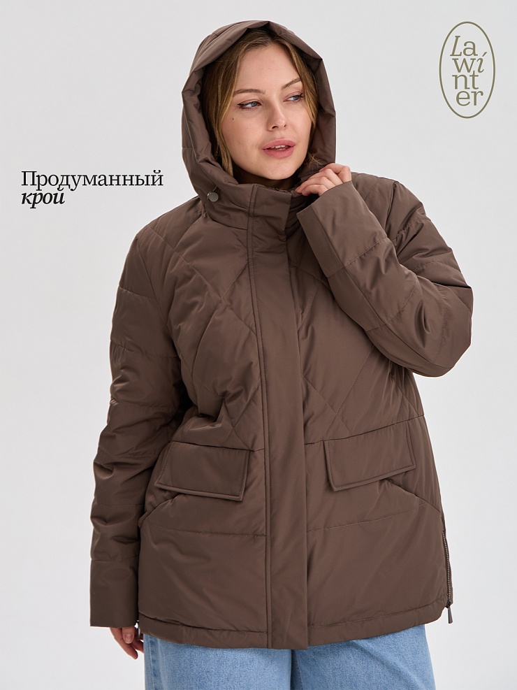 Куртка женская демисезонная LAWINTER, коричневая, модель 84623