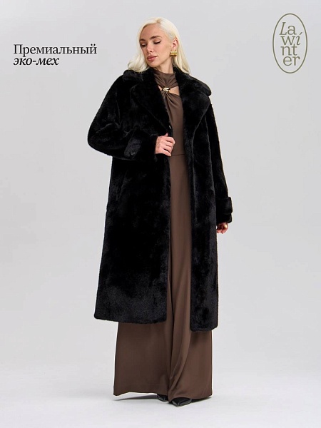Шуба женская зимняя LAWINTER, черная, модель 53576