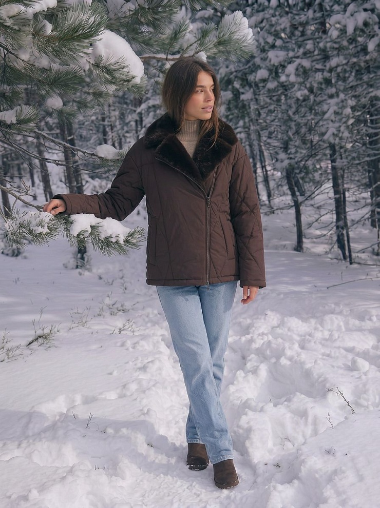 Куртка женская зимняя LAWINTER, коричневая, модель 86759