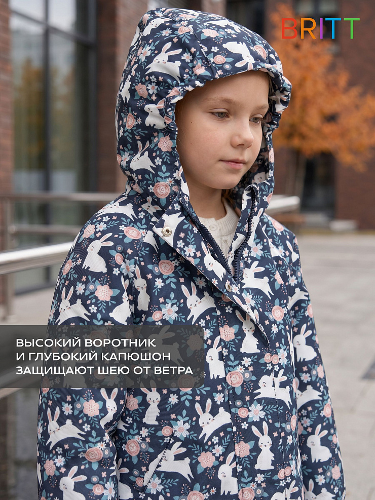 Куртка для девочки демисезонная BRITT, сине-белая, модель 64412