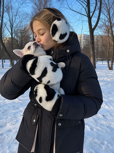 Куртка для девочки зимняя BRITT, черно-бежевая, модель 65346