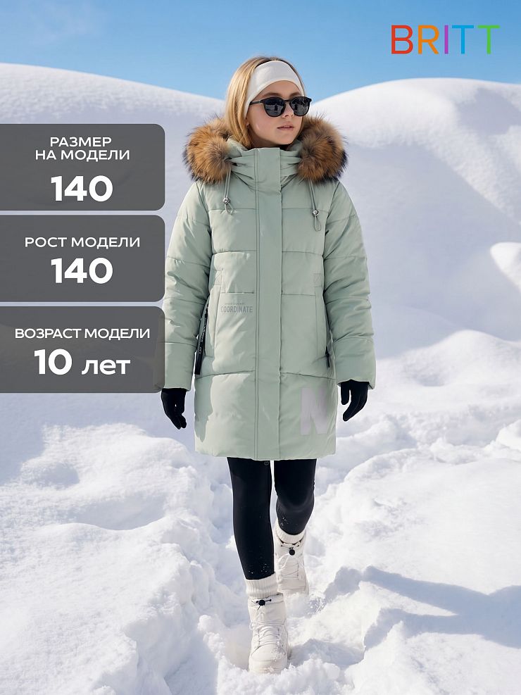 Куртка для девочки зимняя BRITT, мята, модель 63832