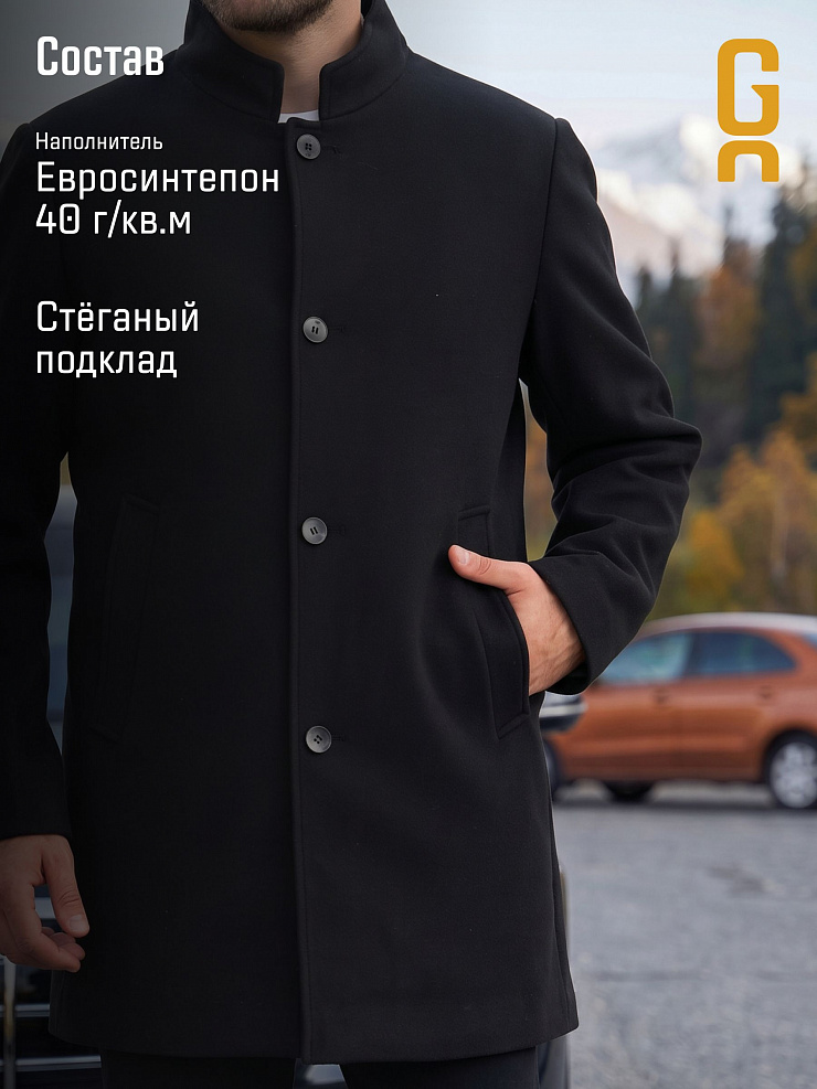 Пальто мужское демисезонное GRIZMAN, черное, модель 75417