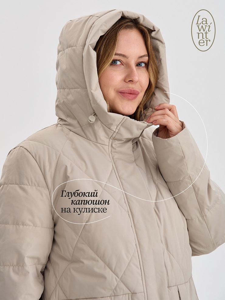 Куртка женская демисезонная LAWINTER, бежевая, модель 84623