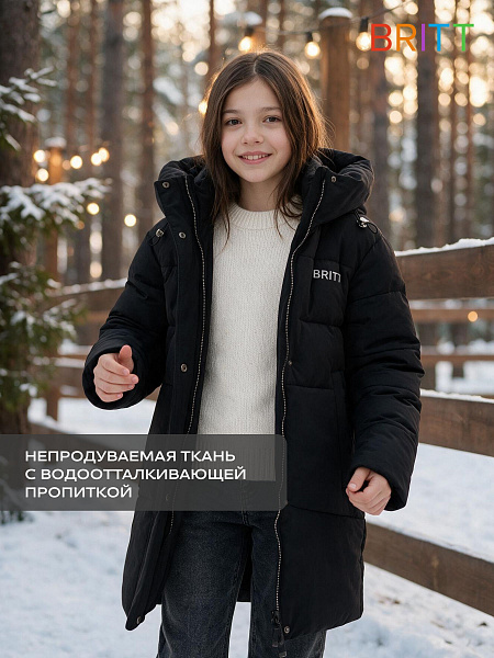 Куртка для девочки зимняя BRITT, черная, модель 66731