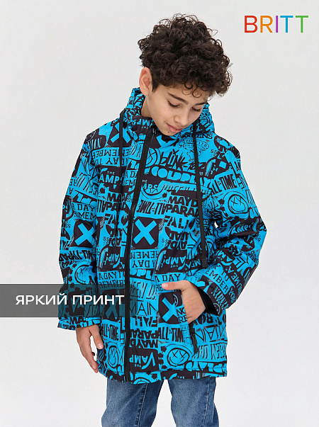 Куртка для мальчика демисезонная BRITT, черно-синяя, модель 63844